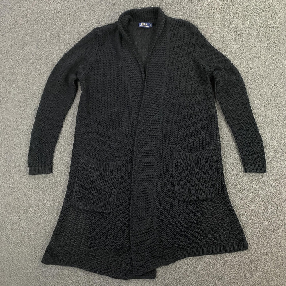 Polo Ralph Lauren Linen Sweater Womens Small Cover Up Beach Long‎ Cardigan Knit